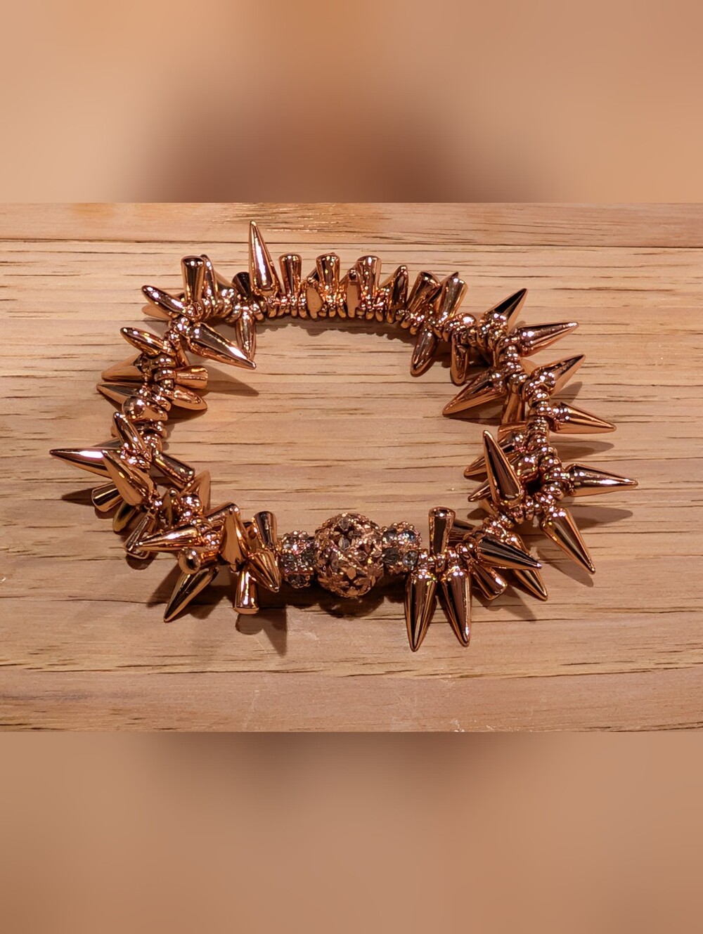 Source Unknown Rose Gold Spike & Pavé Stretch Bracelet